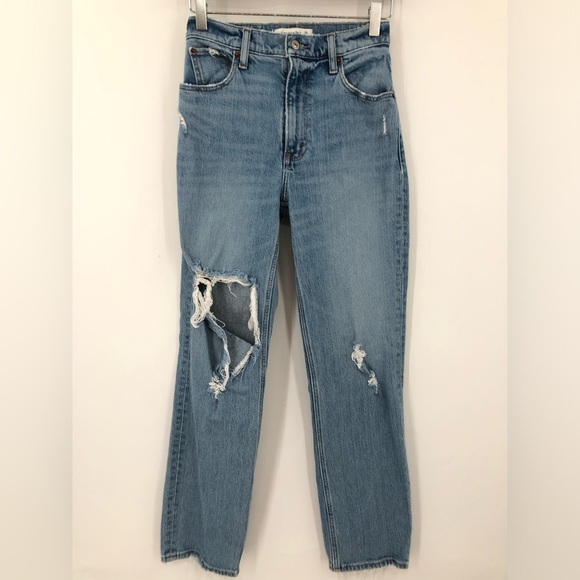 A&F 25/28 90s Straight Ultra High Rise 0963 Abercrombie fitch rigid light blue - Picture 2 of 8